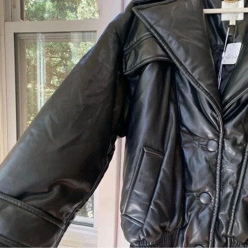 NWT Free People Ronny Kobo Camile Jacket Black Oversized Bomber Sz Medium $728 - Picture 12 of 16