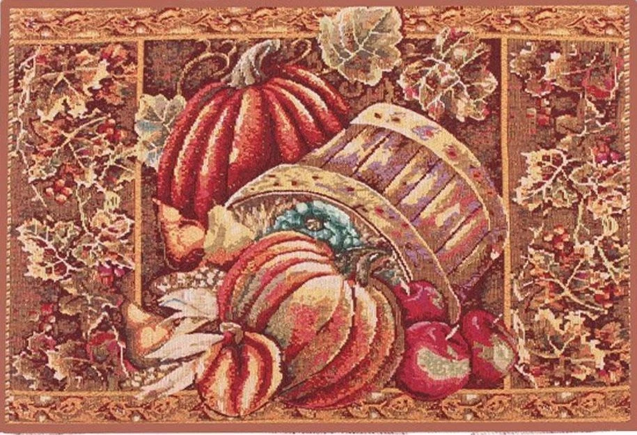 Set of 2 Tapestry Placemats,13"x19"FALL HARVEST,BUSHEL BASKET,PUMPKINS,APPLES,VL - Image 3 of 4