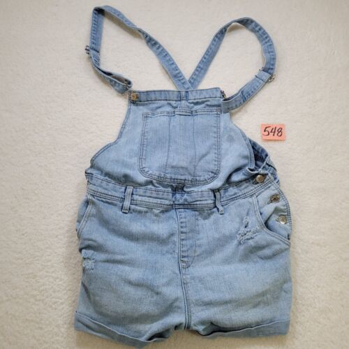Old Navy Latzhose Shorts Denim Shortalls Damen L Bündchen blau distressed