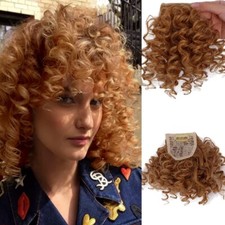 Extensiones de cabello con flequillo delantero rizado con clip para mujer
