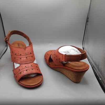 Cobb Hill Janna Sandals Women's 7.5M Red Rust Perforated Slingback D440