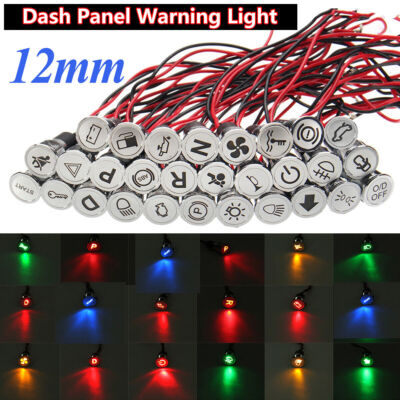 12mm 12V Auto Anzeigelampe LED Signal Warn Licht Kontrollleuchte Universal