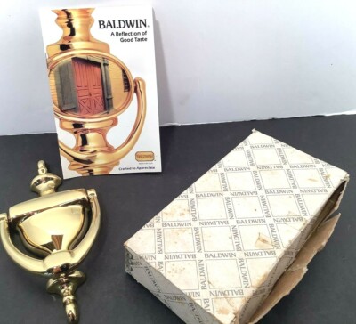 Vintage Solid Brass Baldwin Hardware Traditional Door Knocker w Care Instruct A2