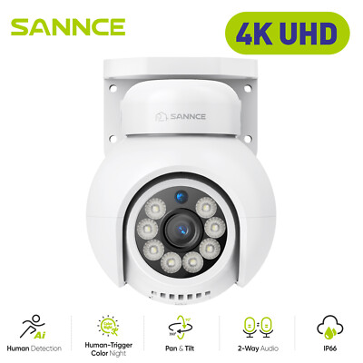 SANNCE 4K POE Pan&Tilt Security IP Camera Two Way Audio 8MP Outdoor Color Night