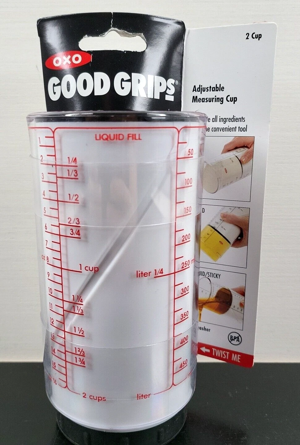 OXO Good Grips Adjustable Measuring 2 Cup Easy Pour Liquid Dry Ingredients NEW