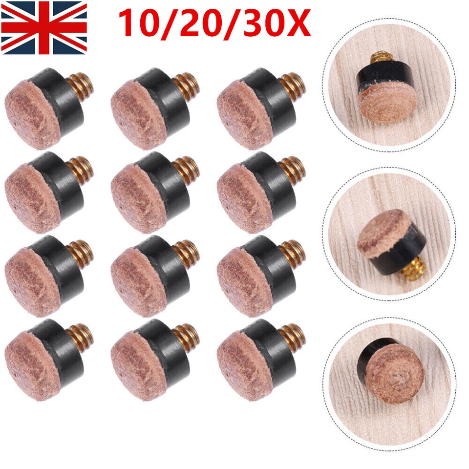10/20/30Pcs Replacement Pool Cue Tips Billiard Cue Tips Screw Cue Stick Tips UK - Image 3 of 4