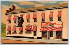 Eaton Ohio Linen Postcard Mrs Wagners Colonial Kitchen Storefront 