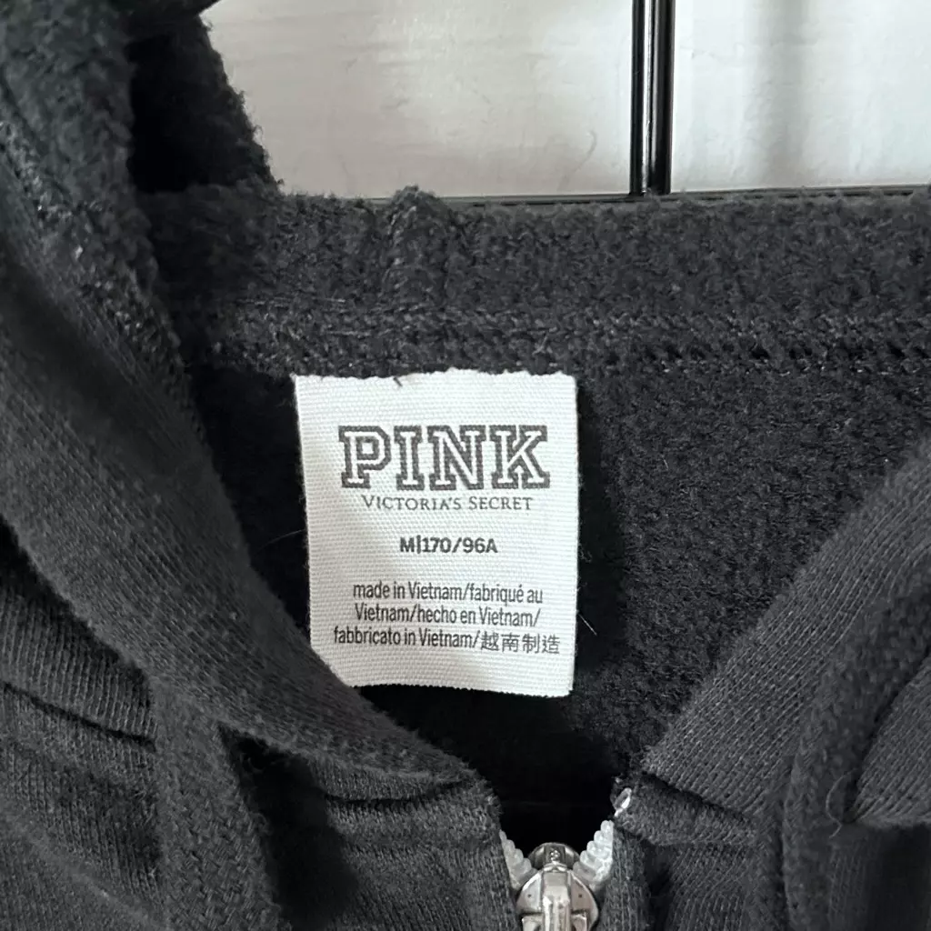 victoria-secret-vs perfect zip gray block logo hoodie