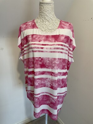 Anthology DAMEN-T-SHIRT PINK/WEISS GESTREIFT GRÖSSE UK 16 18 NEU MIT ETIKETT