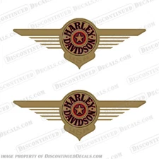 Fits Harley-Davidson Fuel Tank Motorcycle Decals (Set of 2) - Fatboy Gold / Gold