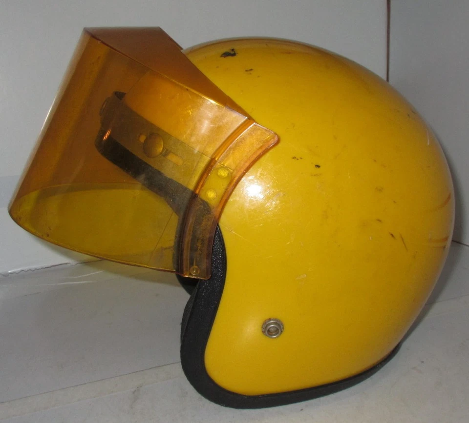 CASCO DE MOTOCICLETA VINTAGE Z90.1 1971 amarillo RG-9 con móvil de nieve ILC Vari-Shield Foto 2 de 4