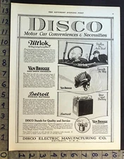 1921 DISCO ELECTRIC TILTLOK STEER WHEEL VAN BRIGGLE SHOCK DETROIT AUTO AD 36269