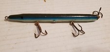 Vintage Boone 7" Needlefish Blue/Green/White Fishing Lure 3 Treble Hooks