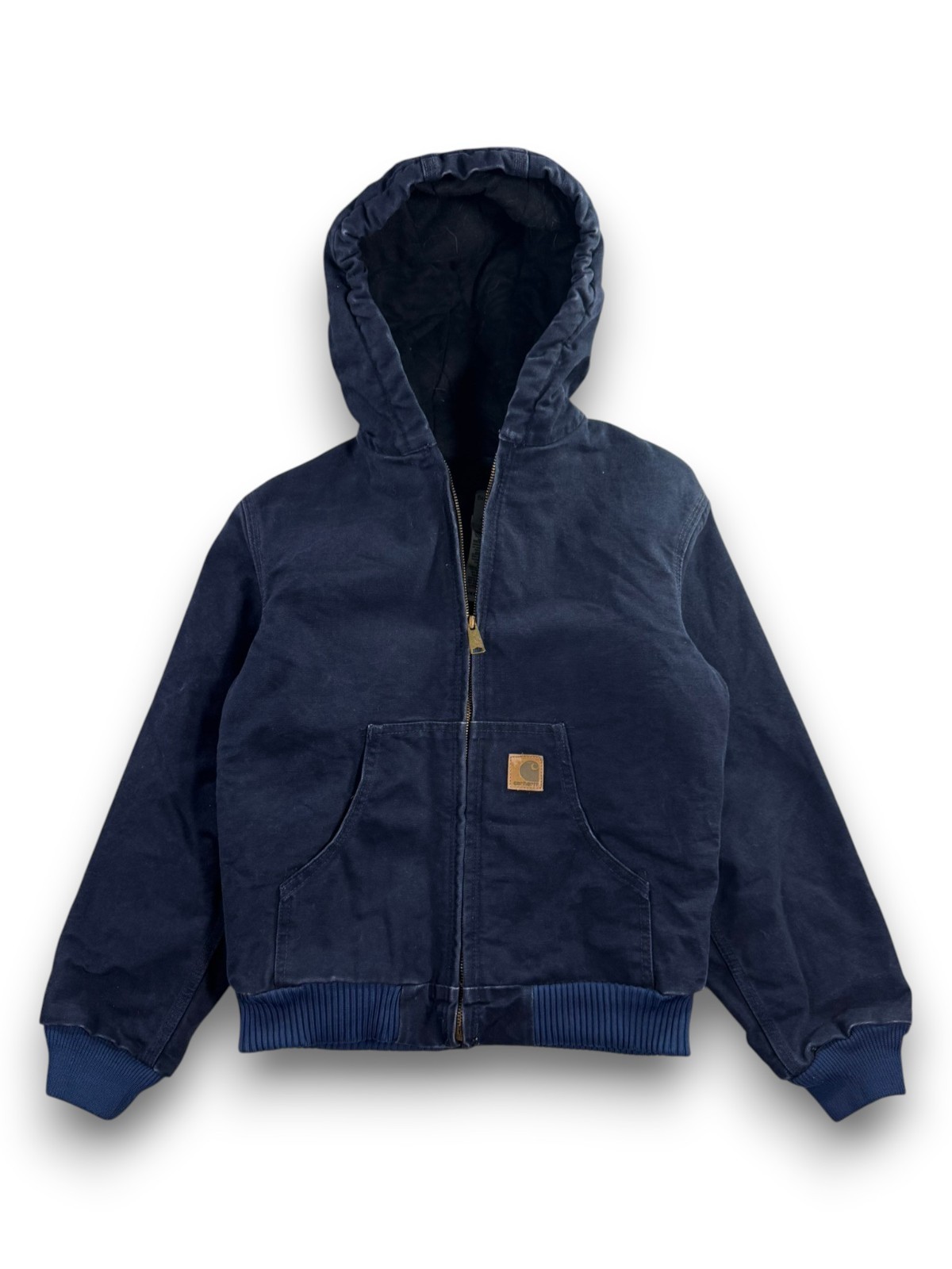 Y2K Carhartt Hooded Sandstone Active Jacket Midnight Blue YYJ130 MDT Youth L