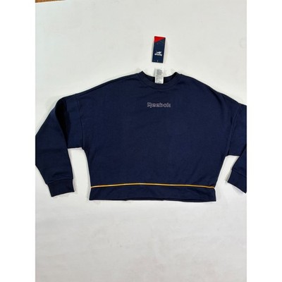 Reebok Womens 1X NWT Navy Blue  Logo Sweatshirt Training Crewneck