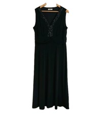 Precis Long Black Dress with beaded detail / Size 18