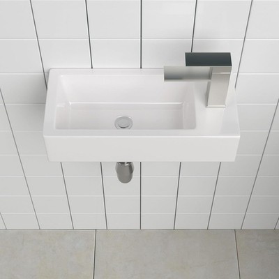15''x7'' Wall Mount Floating Vessel Sink Right Hand Porcelain White