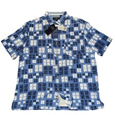Nat Nast Luxury Originals Mens Large Silk Blend Collar Hawaiian Button Shirt NWT