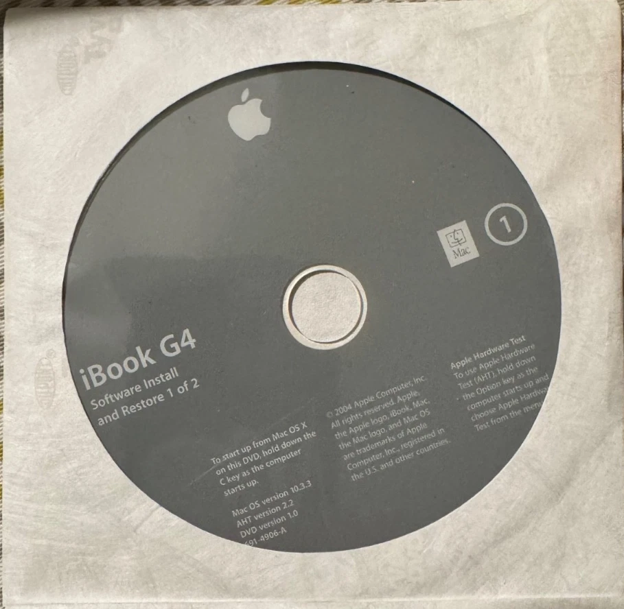 2002 eMac Mac OS X 9 9.2.2 applications logiciel restauration disques d