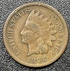 1908-S Indian Head Cent 1c VG Very Good Key Date