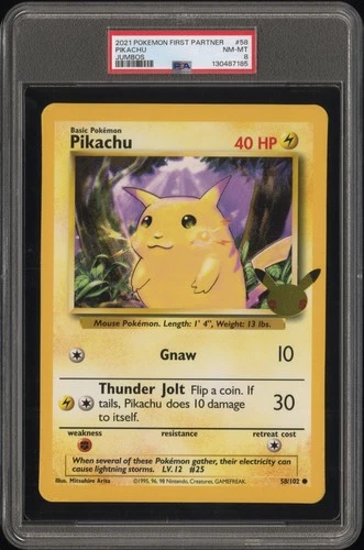 2021 POKEMON FIRST PARTNER JUMBOS #58 PIKACHU PSA 8