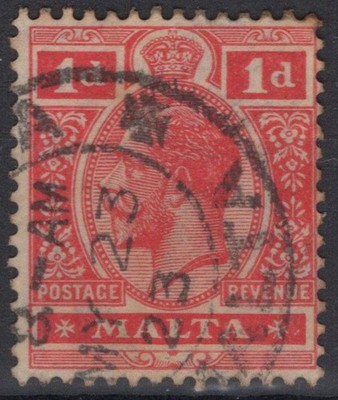 ENGLISCHE KOLONIEN MALTA 1921-22 GEORG V 1 D. SCHARLACH NR. 99 US.