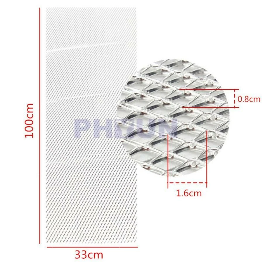 8*16mm Car Bumper Fender Hood Vent Grille Net Aluminum Silver Mesh Grill Cover Foto 2 de 4