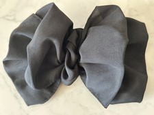 Vintage 1960-1970s Black Soft Fabric Hair Bow Clip  6.5 " long, barrette