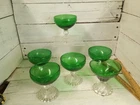Vintage Anchor Hocking Forest Green Burple Dessert/Custard Glasses Set Of 6