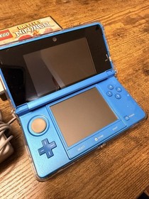 Nintendo 3DS Aqua Blue W Charger Ninjago Super Mario Game Clear Case REGION FREE