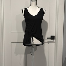 Women  s Express Black Sleeveless Ruched Front V-neck Top Size Small