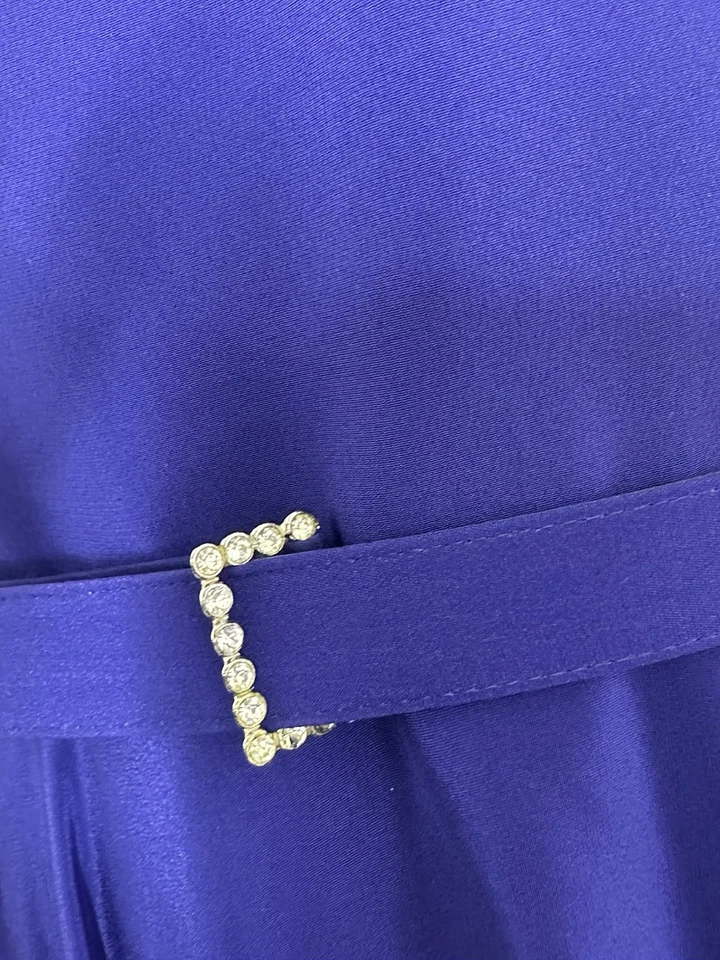 Vintage Worth 100% Silk Purple Long Sleeve Flared Secretary Dress Size 4 - Image 3 of 4