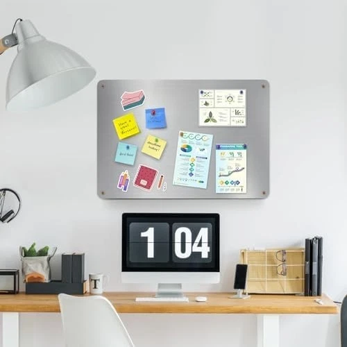 2-Pack Stainless Steel Magnetic Bulletin Boards - 17.1" x 11.8" for Notes, Photo - Image 4 of 4