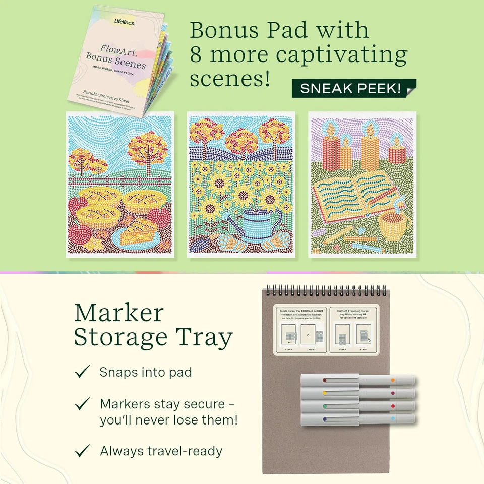 FlowArt Almohadilla de Actividad, Paquete de 2 Set de Otoño + Almohadilla de Bonificación - Arte Guiado Punto por Carta... Foto 4 de 4