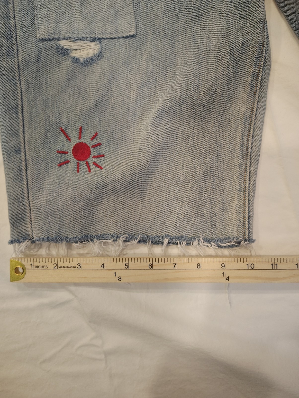 Levi's 588 Light Blue Patchwork Distressed Frayed… - image 5