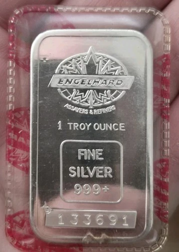 Engelhard Canada Maple Leaf Vintage  1oz 999 Silver Bar - Scarce