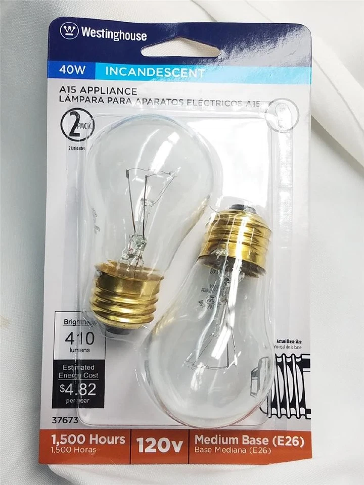 4 Pack Appliance Bulbs 40 Watt - Medium Base E26 - Westinghouse - Free Shipping - Image 2 of 3