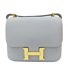 HERMES Constance 24 Shoulder Bag Bleu Glacier Epsom Leather Gold Plated Hardware