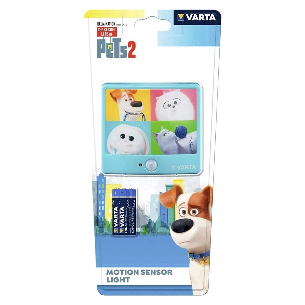 Varta Lámpara Nocturna LED Life of Pets 2 Azul con Sensor Movimiento, 3 x AAA