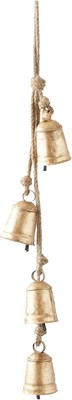 Deco 79 Metal Handmade Tibetan Inspired Decorative Cow Bells with 4 Bells on Jut