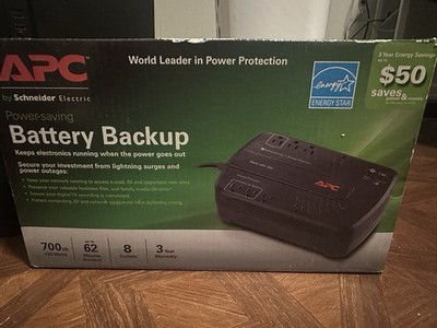 APC Schneider Electric UPS Battery Backup 700VA 420W 8 Outlets Surge Protection