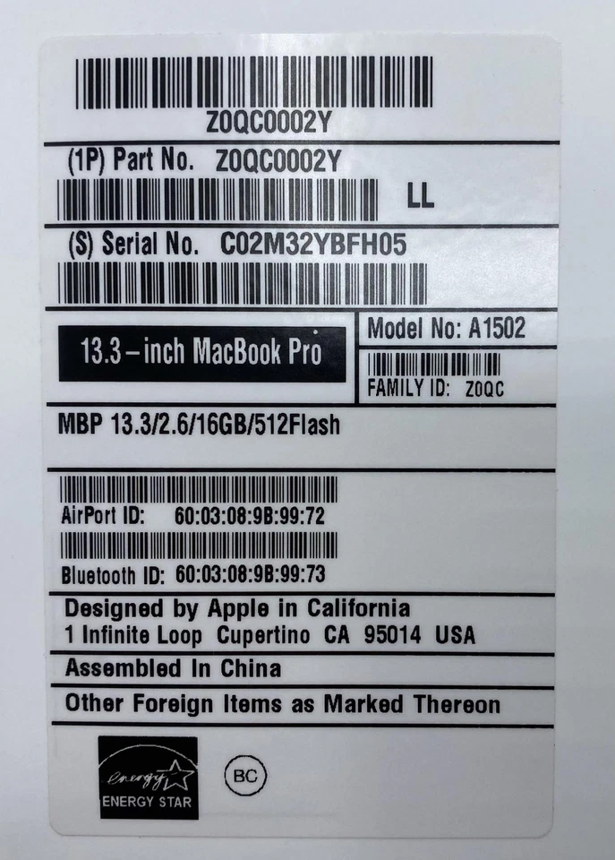 Late 2013 Apple MacBook Pro A1502 i5 2.6gHz 16GB 512GB 13.3" Retina (ME864LL/A) - Image 3 of 4