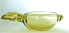 Vintage Crystal Art Glass Yellow Lemon Shape -Ashtray By Vannes Le Chatel-France