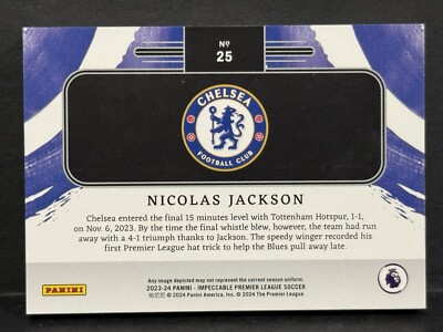 2023-24 Panini Impeccable EPL Nicolas Jackson 1 Troy Oz .999
