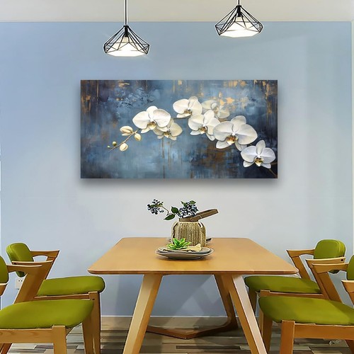 Abstract White Butterfly Orchid Canvas Wall Art for Living room Office Bedroo... - Picture 3 of 10