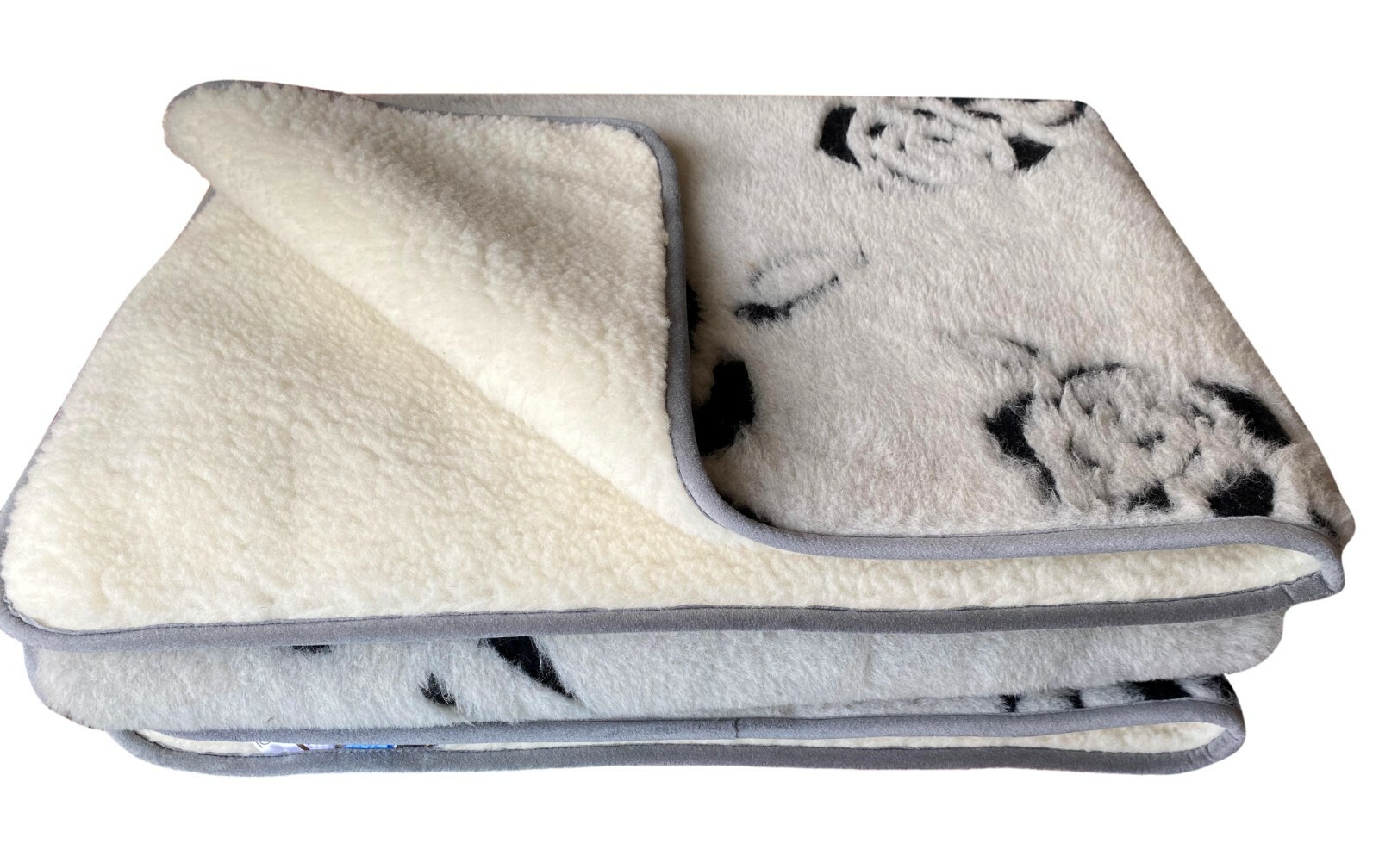 Edredón "Rosas Gris " Con Banda 135x200 Ropa de Cama 100% Lana Merina