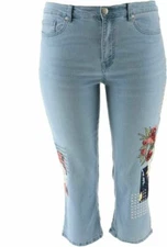 DG2 Diane Gilman Stretch Embroidered Cropped Jean Basic CHAMBRAY, 2T
