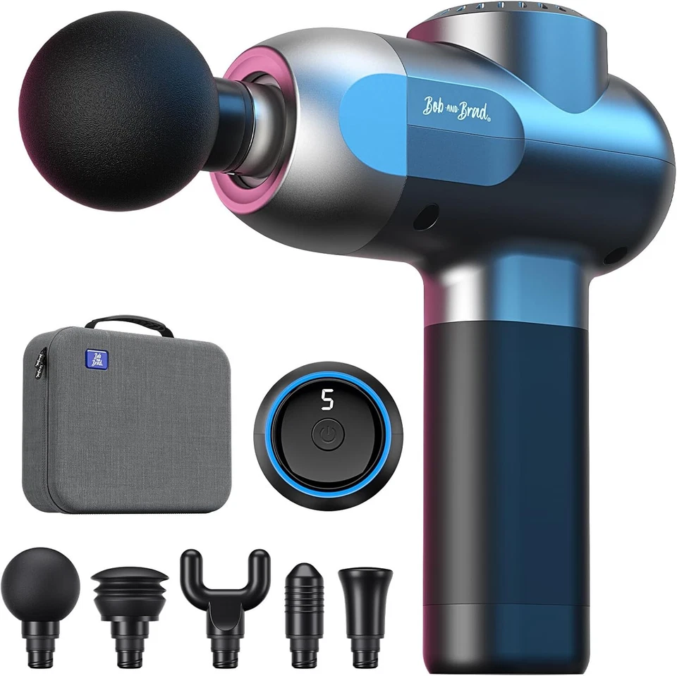 Bob and Brad C2 Deep Tissue Percussion Massager Gun 5 Speeds and 5 Heads Relief