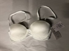 Auden Women's Push-Up Adjustable Strapless Bra Lace Fresh White Color B230
