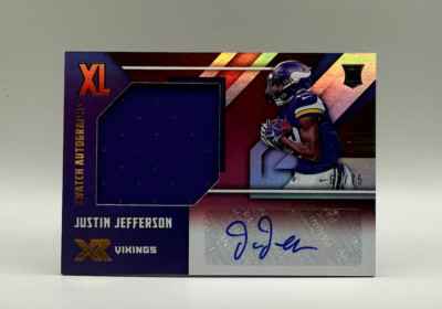 2020 Panini XR - Rookie XL Swatch Autographs Red #RXL-JE Justin Jefferson /75...